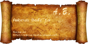 Ambrus Beáta névjegykártya