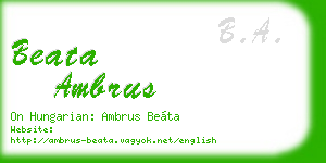 beata ambrus business card