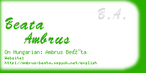 beata ambrus business card